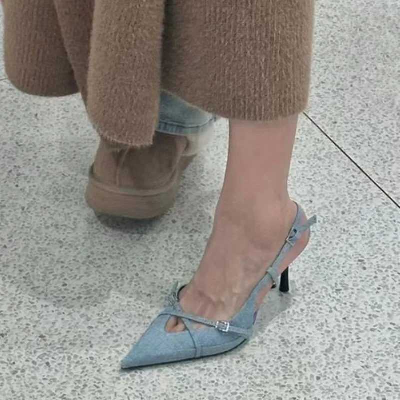 2024 Luxury Designer Summer Women Sandals Fashion Elegant Pointed Toe Singbacks Shoes Ladies Outdoor High Heel Sandalias W250910