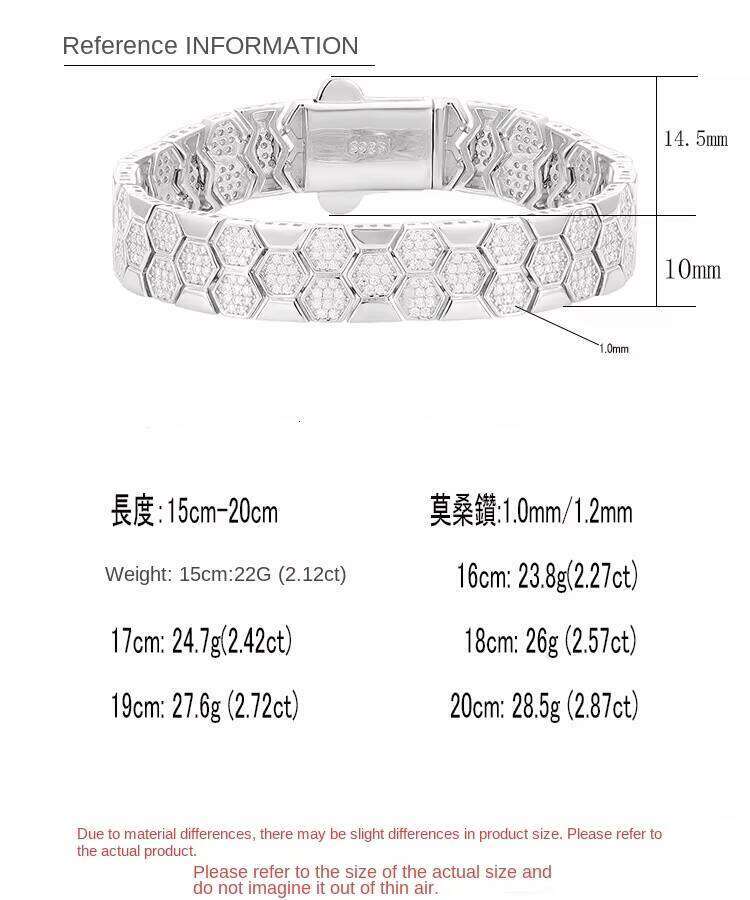 9 Fine Jewelry Honeycomb Design S Sterling Sier Micro pave vvs1 Moissanite Bracelet For man women Gifts