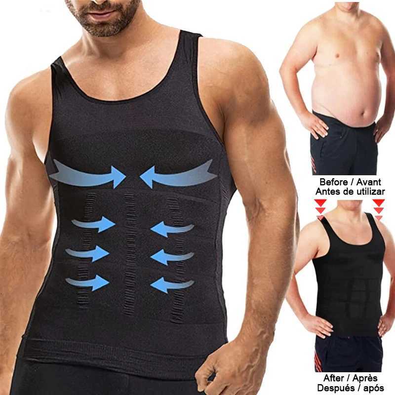 Mens Slimming Body Shaper Vest Shirt Abs Abdomen Slim Gym Workout Tummy Control Compression Tank Top Sleeveless Shapewear W250910