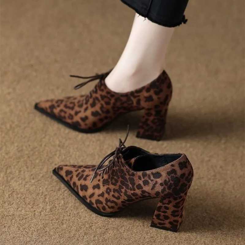 Krazing Pot Sheep Suede Comfort Spring Shoes Chunky Heels Oxford Shoes Pointed Toe Lace Up Women Deep Mouth British School Pumps W250910