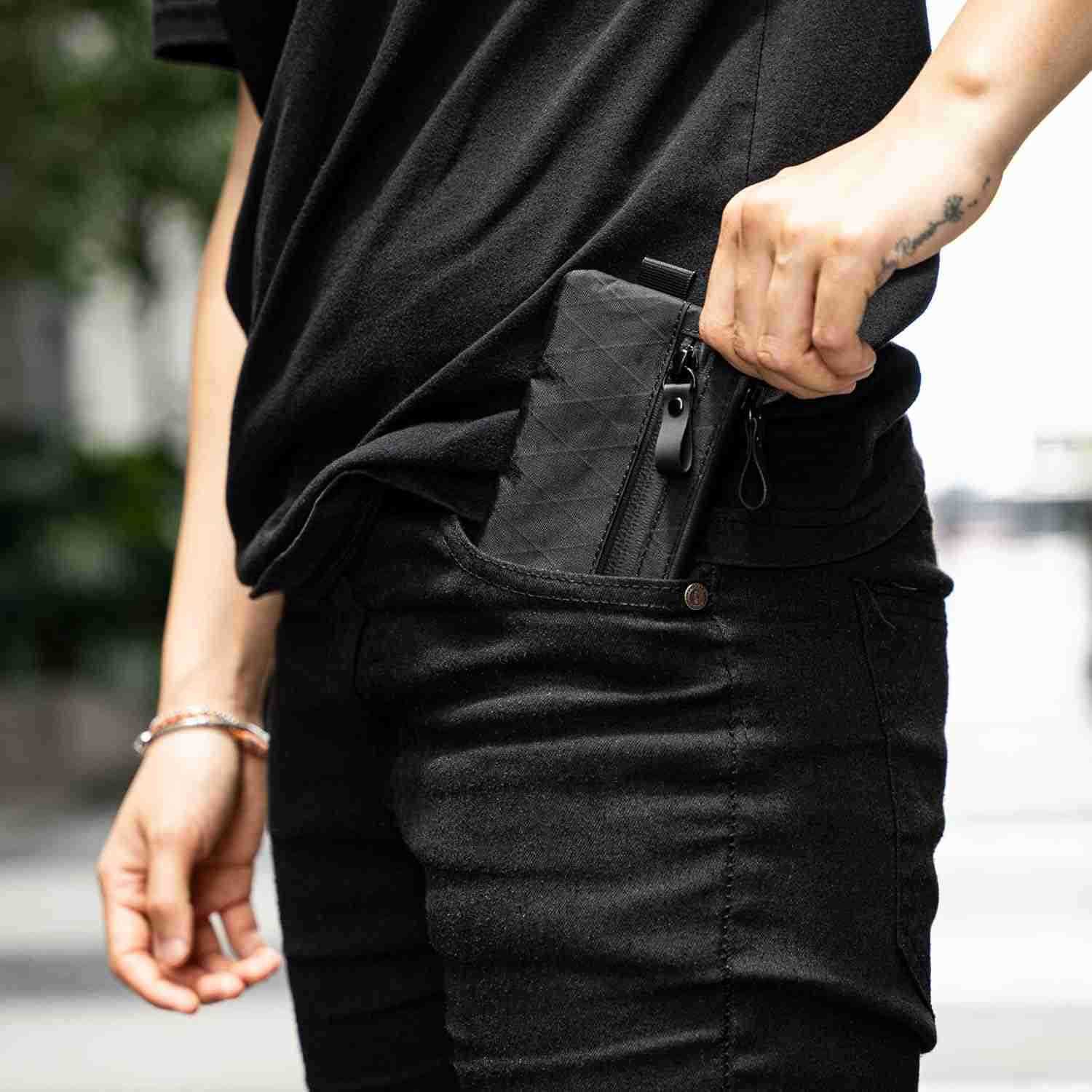 Zip Pouch Black XPac RFIDBlocking Small Cash and Card Zip Wallet with Carbon Neutral Weatherproof Fabrics YKK Zipper EDC Pouch for Men TravelZ250910