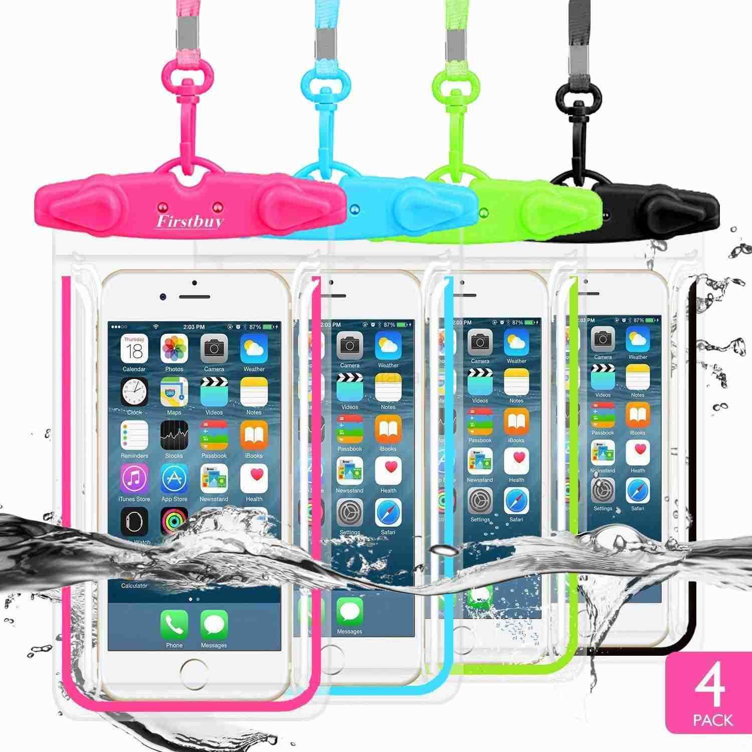 Universal Waterproof Phone Pouch 4 Pack Waterproof Phone Case Dry Bag with Neck Strap Luminous Ornament for Water Games Protect iPhone 16 15 14 13 Pro