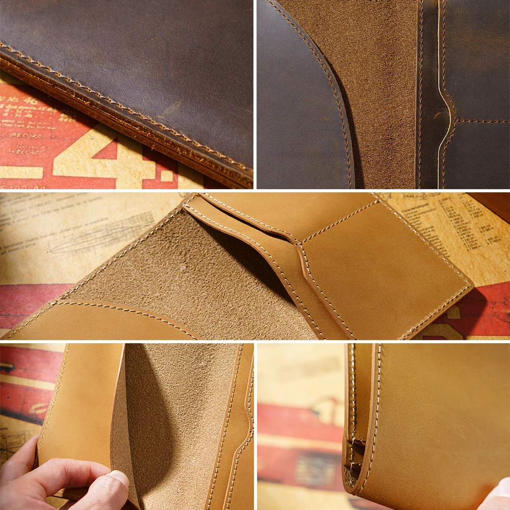 Arrivals Genuine Crazy Horse Leather Passport Cover Solid Credit ID Card Case Holder Business Unisex Travel Wallet250906