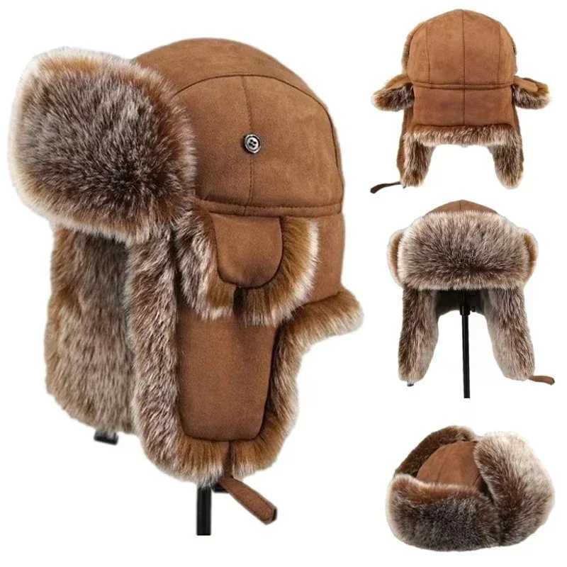 Winter Plush Bomber Hats for Women Men Imitation Faux Fur Russian Ushanka C Northeast C Unisex Warm Snow Bonnet Earfl HatsXJ250910
