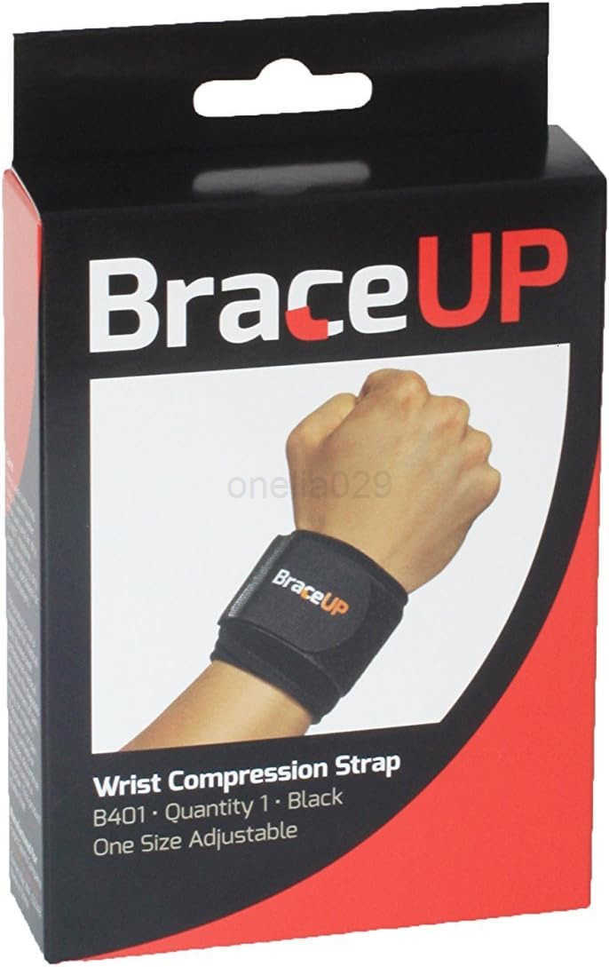 Wrist Compression Strap and Wrist Wrap Wrist Band Brace for Tendonitis Tennis Gym Workout One Size Adjustable Black 1 PC W250910