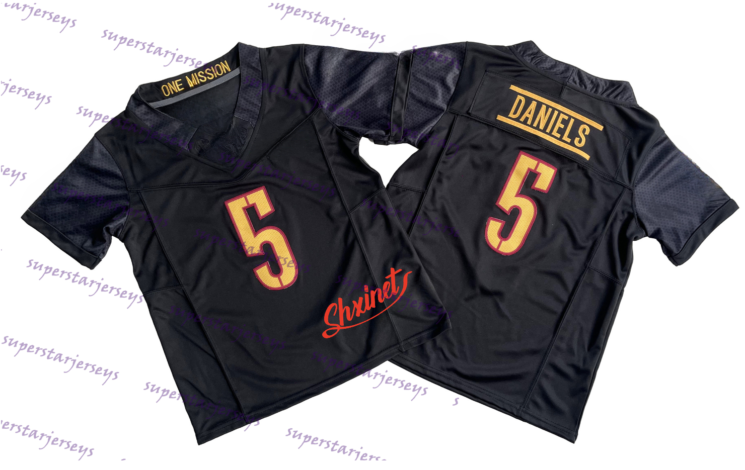 5 Jayden Daniels Personalized Wine Red/White Football Jersey 21 Sean Taylor 17 Terry McLaurin 4 Frankie Luvu Wagner Custom Nom and Num Embroidered Des
