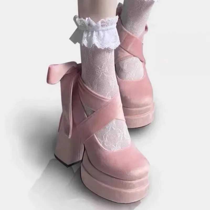 Luxury Shoes Fashion Designer Platform Women Mary Jane Shoes Cross Strap Thick Heel Shoes Ladies College Style Dress Pumps Shoe W250910