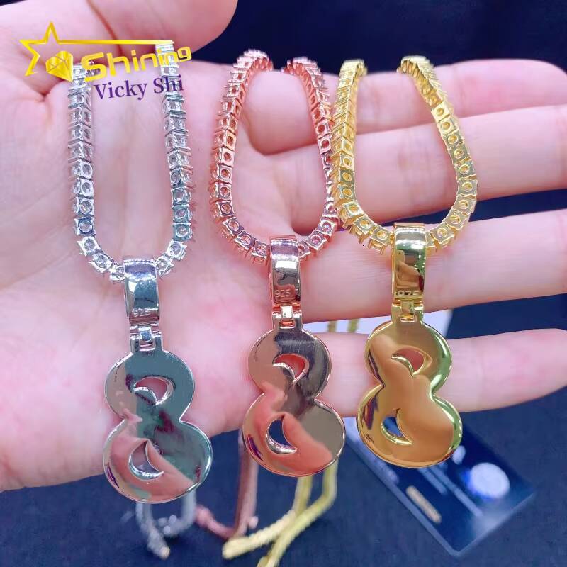 Hip Hop Jewelry 925 Silver Pass Diamond Tester Moissanite Letter Pendant Custom Iced Out Moissanite Pendant for Men