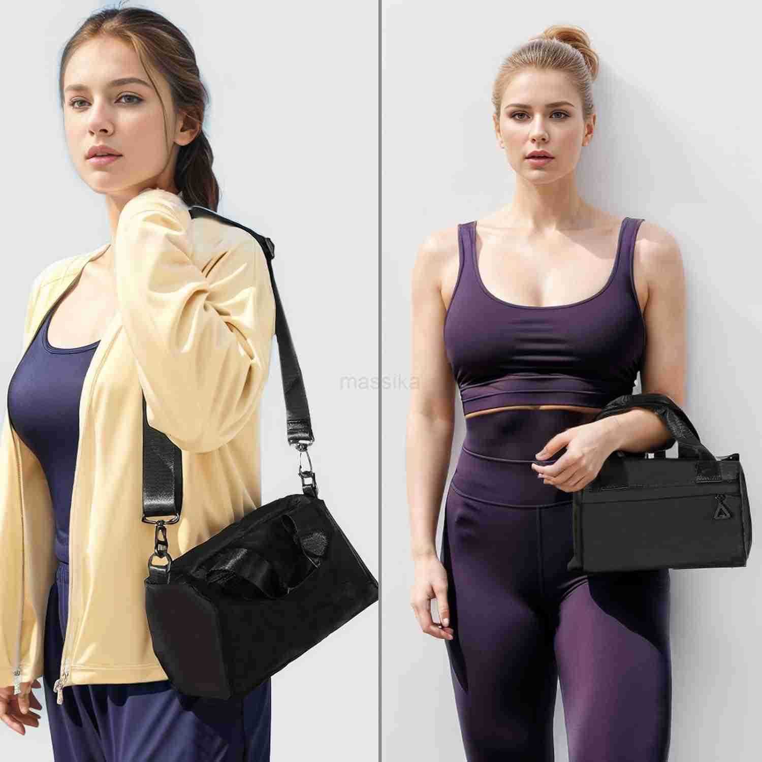 Mini Gym Bag Sport Bag Adjustable Small Duffle Bag Detachable Strap Gym Tote for Women Men Portable Fitness Shoulder Bag for Sports Travel Black M2509