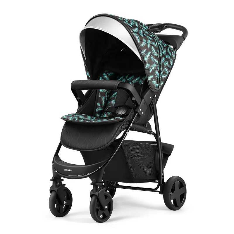 Portable Folding Four Wheels Stroller Baby High View Carriers and Strollers Sit or Lie Down Shock Absorption Baby Pram W250910