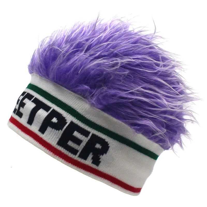 Funny Wig C Elastic Knitted Beanies Hat Hair Integrated Hip Hop Hats Men Fashion Street Cs Colorful Slouchy Headband CoolXJ250910