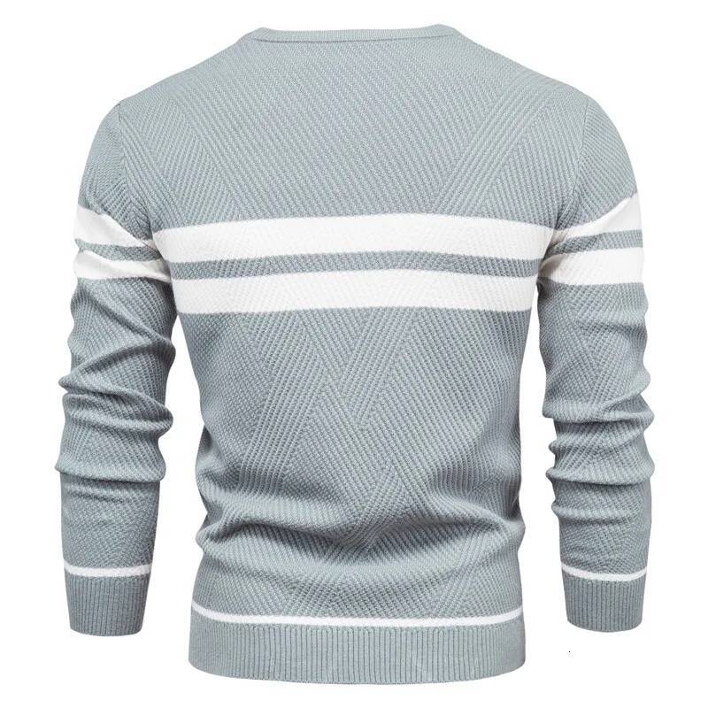 New Autumn Pullover Men's O-neck Patchwork Long Sleeve Warm Slim Sweaters Casual Fashion Sweater Men Clothing dongdumaoyi