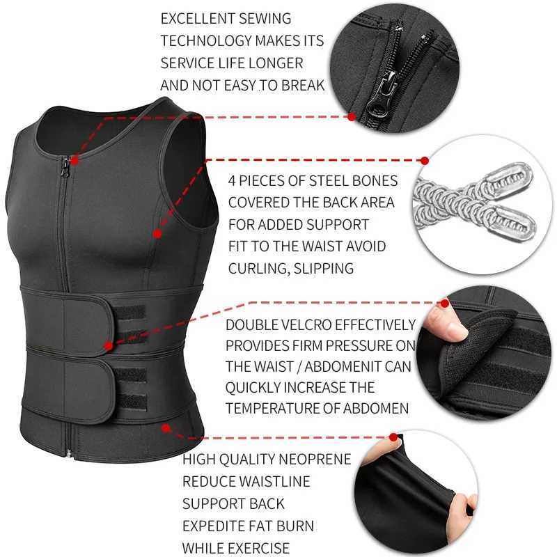 Men Waist Sauna Vest Fitness Corset Abdomen Slimming Body Shaper Belly Reducing Shapewear Burn Fat Shirt Trimmer Belt W250910