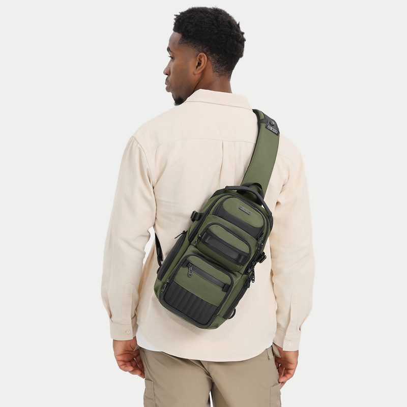 Free shipping ozuko new waterproof men's chest tide brand multi-function crossbody single-shoulder portable outdoor leisure travel bag