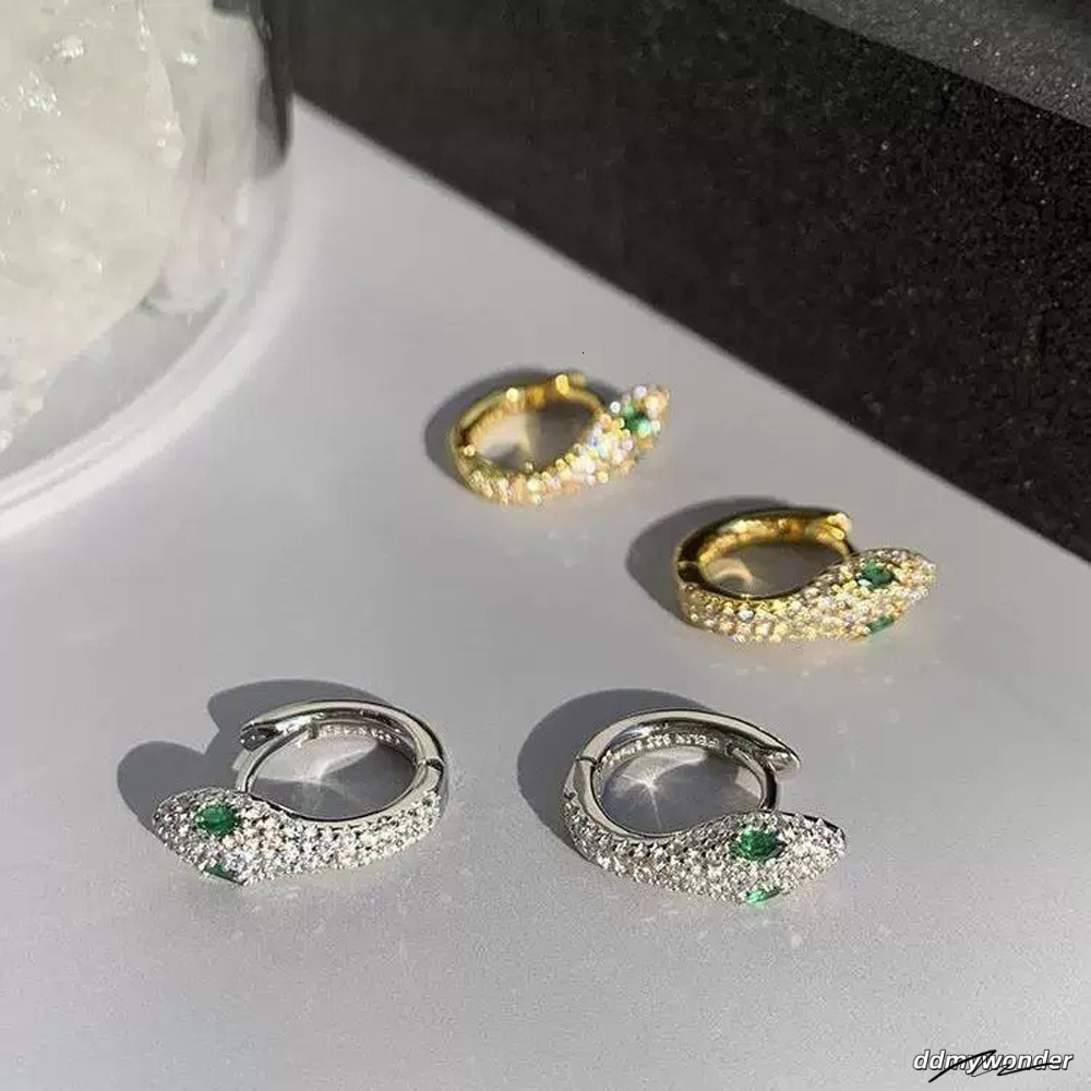 Light Elegant Exquisite Versatile Zircon Green Eye Snake-Shaped Fashion High-End Sense Personality Niche Earrings 250710 ddmywonder ddmywonder ddmywon