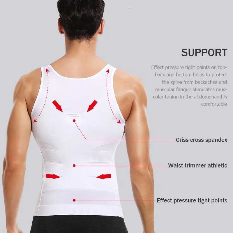 Mens Slimming Shaper Vest Elastic Body Shapewear Compression Abdominal No Sleeves Vest Breathable Fitness Sport Shaping Shirt W250910