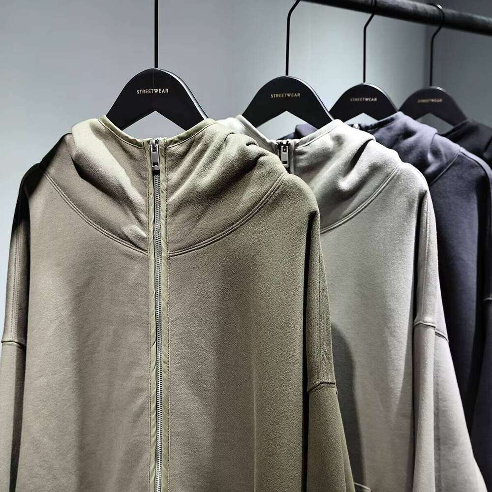 High-Quality 350GSM Cotton Wool Heavyweight Oversized Logo Zipper Men's Hoodie