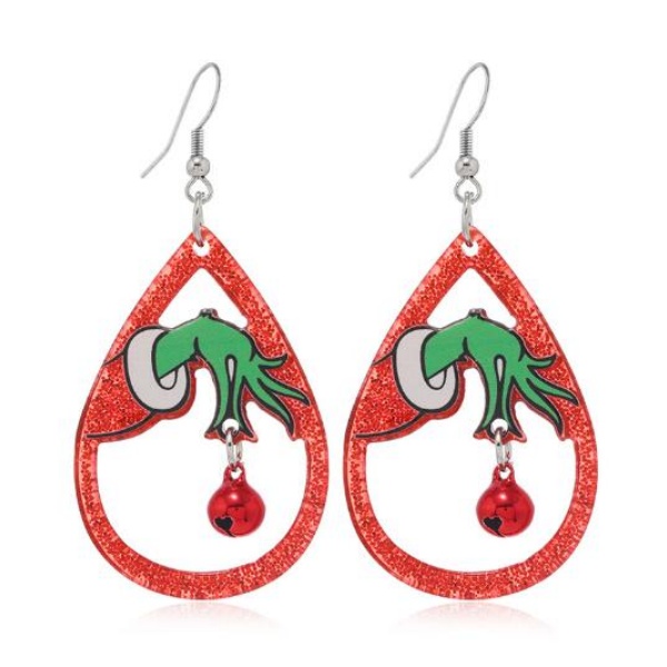 Hot selling acrylic Christmas green headed monster earrings necklace keychain bag pendant accessories in Europe and America