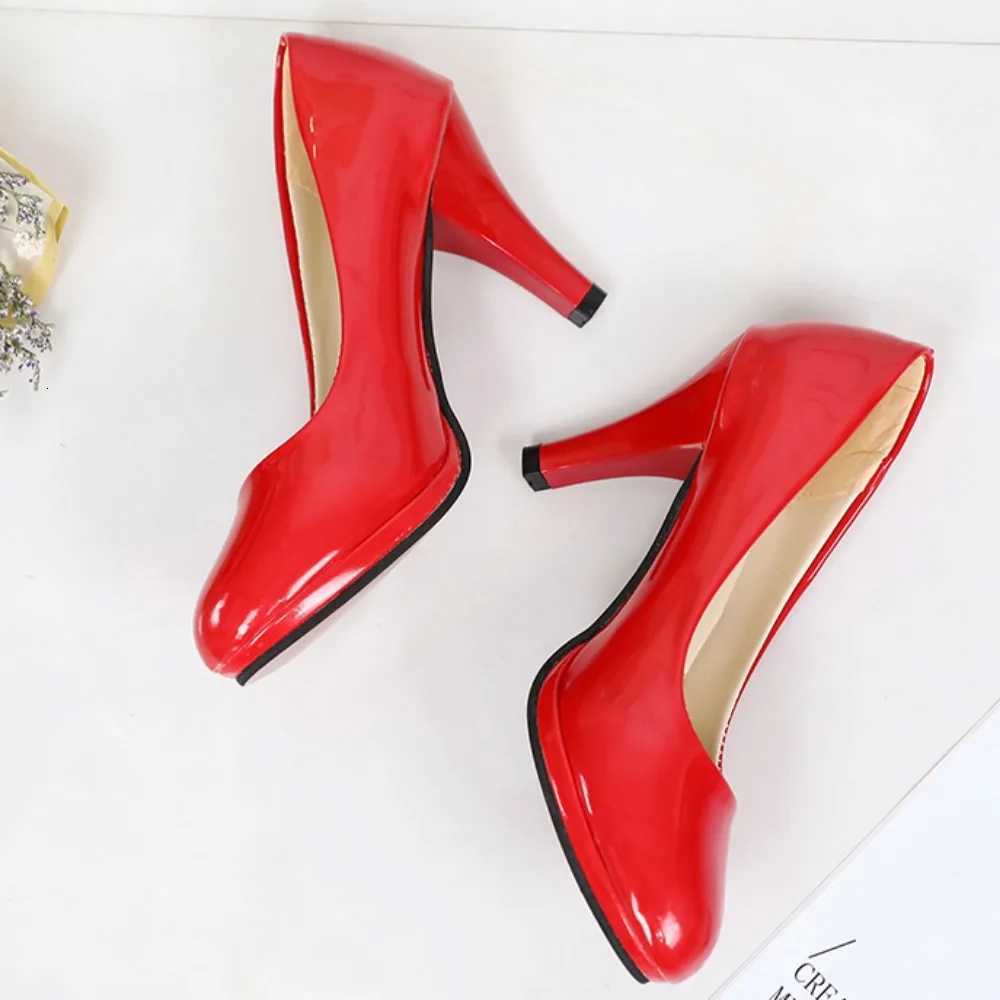 High Heels Shoes Women White Wedding Shoes Thick High Heels Fashion Party Pumps Footwear Black Red Big Size 3442 W250910