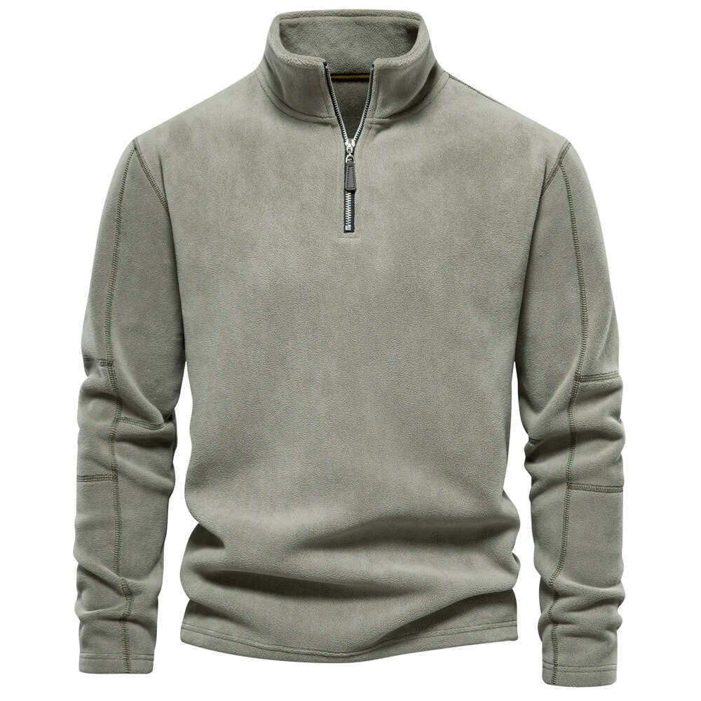 Autumn and Winter New Item Half Zipper Long Sleeve Sweatshirt Stand Up Collar Trendy Versatile Men's Fleece Top