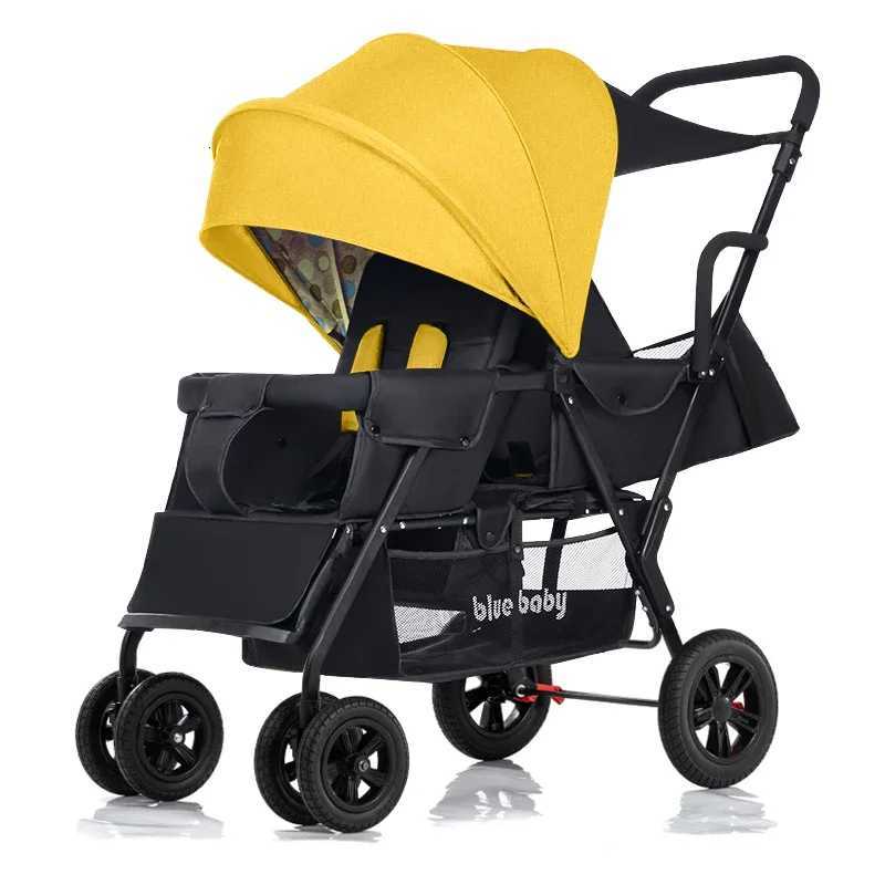 Baby Twin Stroller Removable Rear Seat 07 Years Old Double stroller Onekey Folding Fourwheel Antiskid Shock Absorption W250910