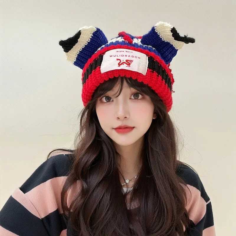 oy Cat Ear Knit Hat Doublelayer Warm Pig Ear Woolen Hat Cute Fashion Hooded C Niche Design Hiphop Personality Cold HatXJ250910