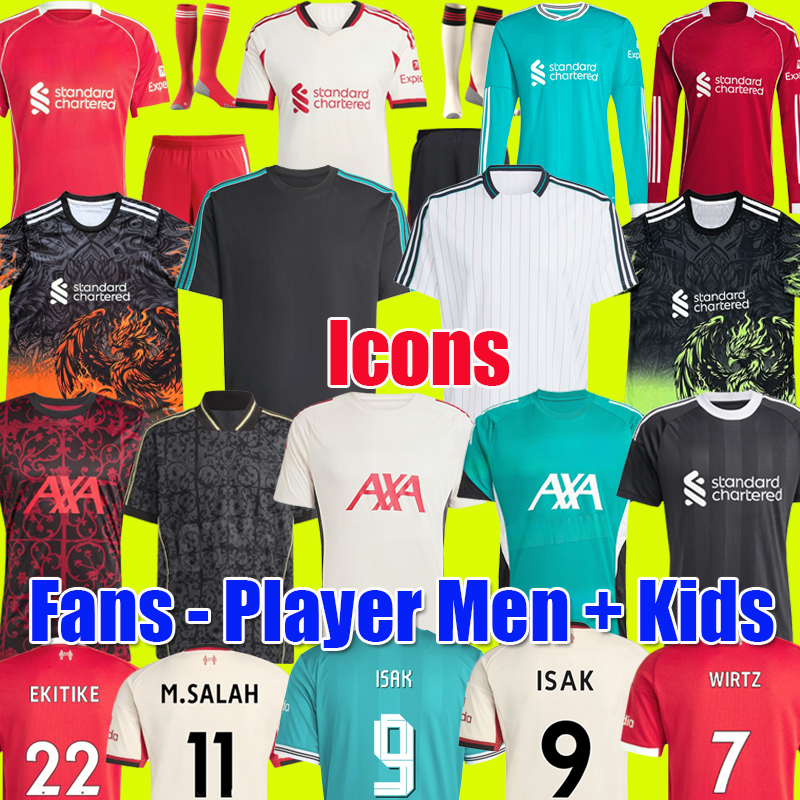 icons ISAK long sleeves Wirtz 25 26 MAC ALLISTER soccer jersey 2025 football shirt goalkeeper SZOBOSZLAI A.BECKER men kids kit SALAH Kerkez DIOGO J Pre-match Training