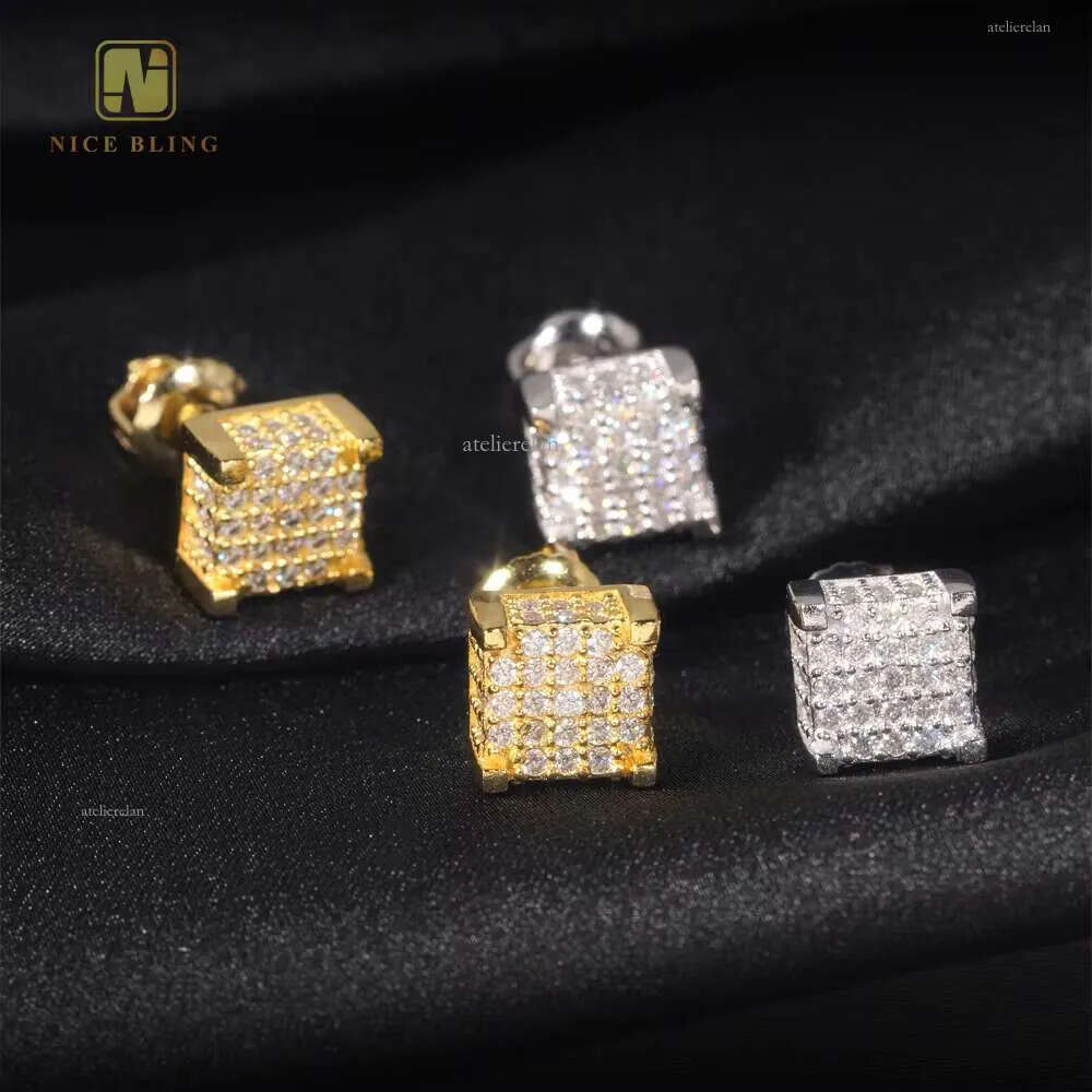 Ice Out Moissanite Ear VVS Sparkly Jewelry S Sterling Sier Gold Plated Round Cut Dia Stud Earrings for Women