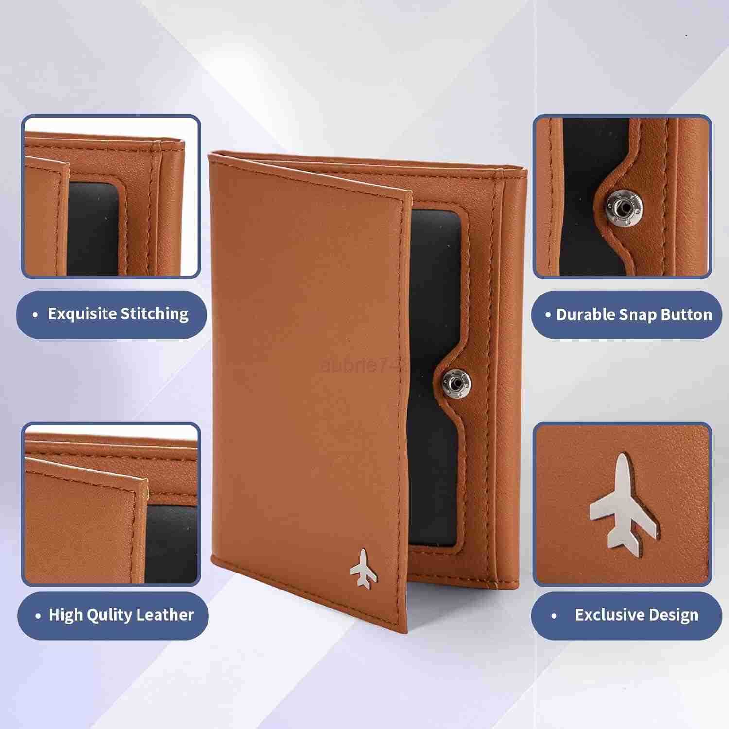Wallet Passport Holder for Travel RFID Blocking Genuine Leather Travel Document Holder with Gift Box Passport Wallet for Pilots Men and WomenZ250910