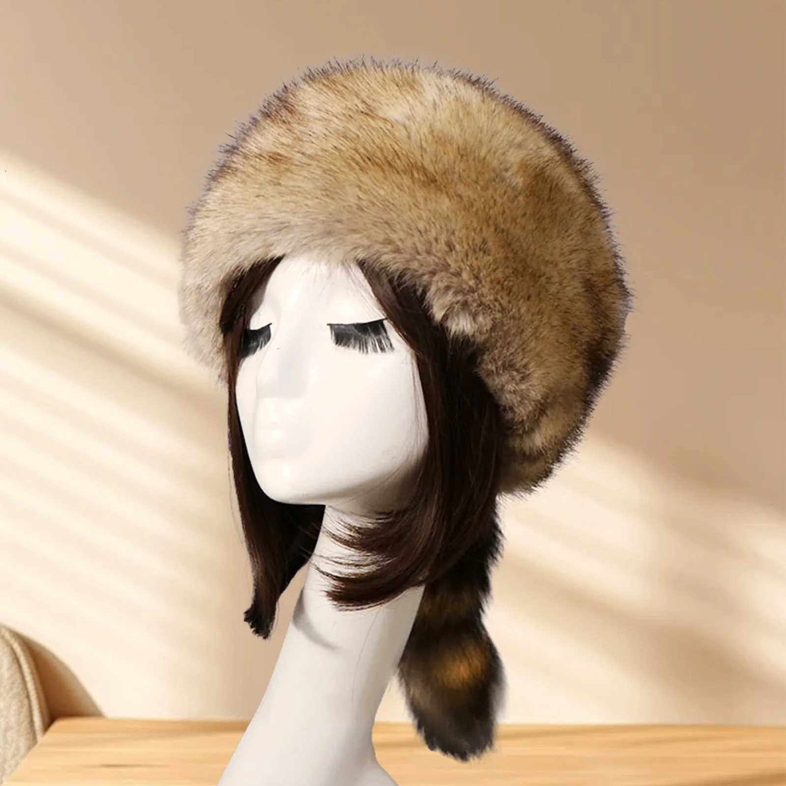 Winter Warm Russian Plush Hat for Women Soft Fabric Windproof Thickened Plush Flat Top Hat for Cold Weather HeadcoverXJ250910