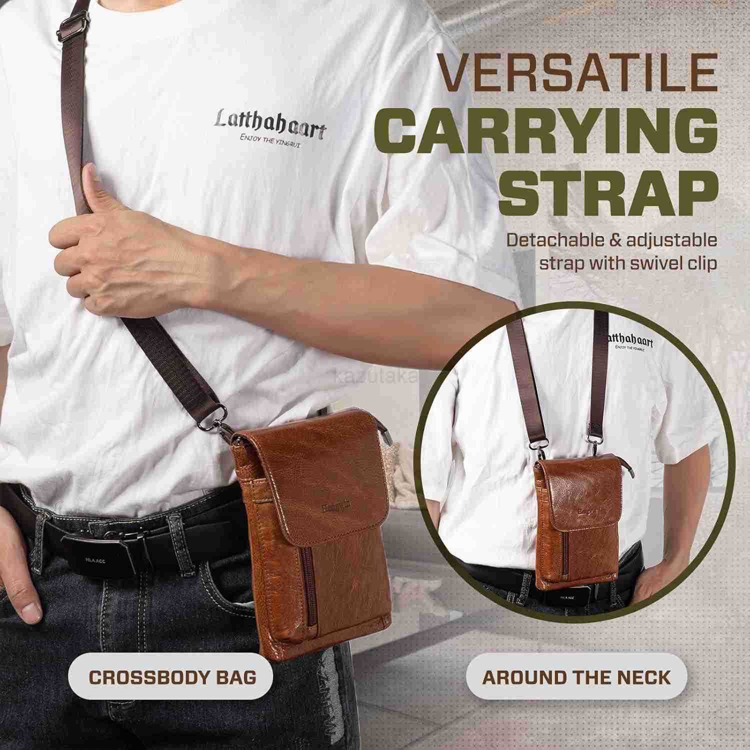 Genuine Leather Small Crossbody Bag for Men Women Cellphone Belt Pouch Bag Travel Passport Wallet Shoulder Holster Z250910
