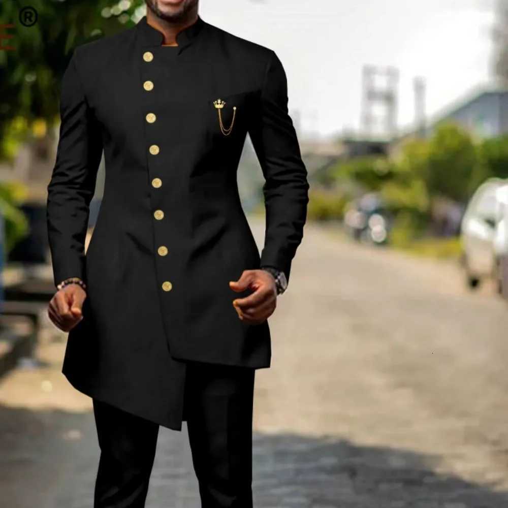 Suits for Men Single Breasted Slim Fit Jackets and Pants 2 Piece Set Clothes for Groom Wedding Evening W250910