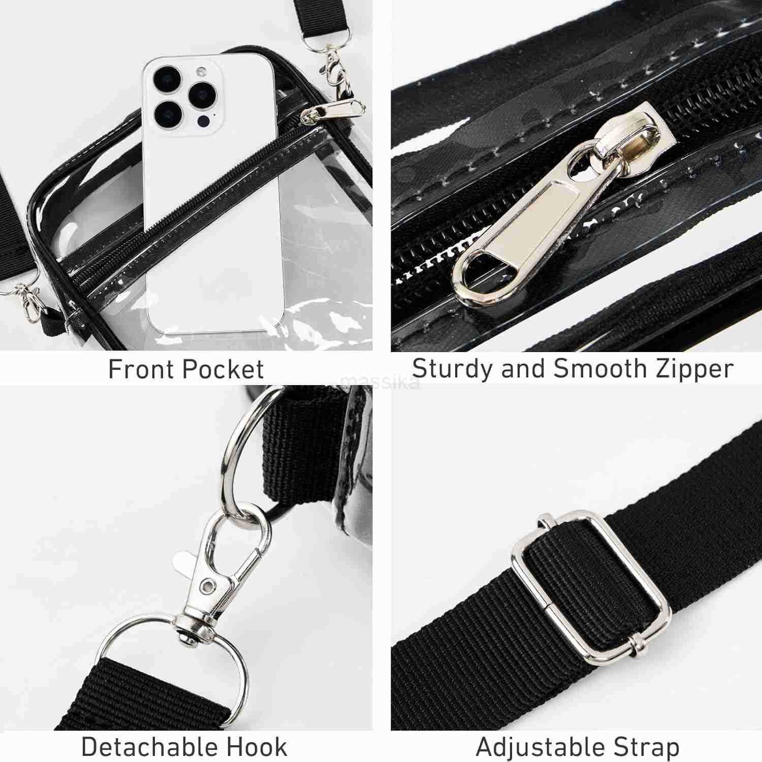 Clear Crossbody Purse Bag Clear Bag Stadium Approved with Front Pocket for Concerts Sports Festivals M250910