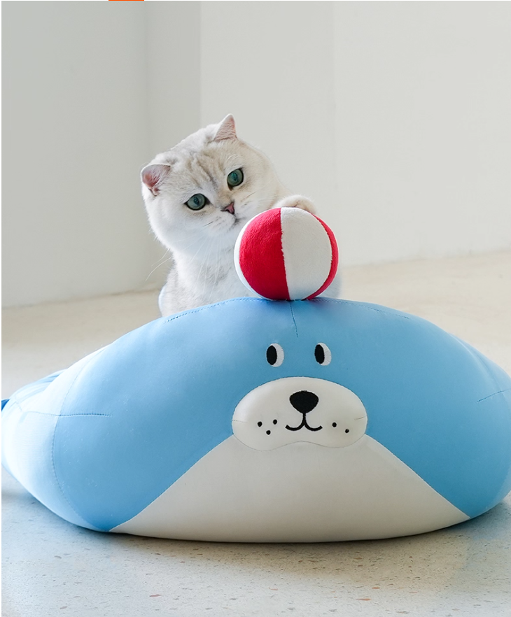 Cooling Beach-Themed Pet Mattress: Washable Canine/Kitten Bed with Chill Zone