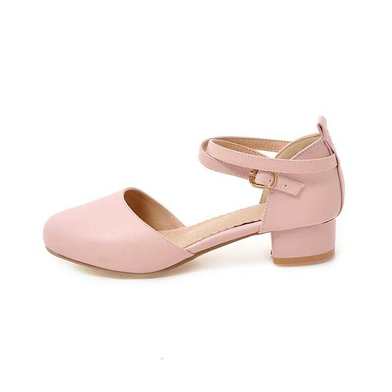 Sandals Women Shoes Comfortable Round Toe Pumps Womens White Ladies Shoe Zapatos Mujer 3CM High Heels Plus Size 41 42 43 W250910
