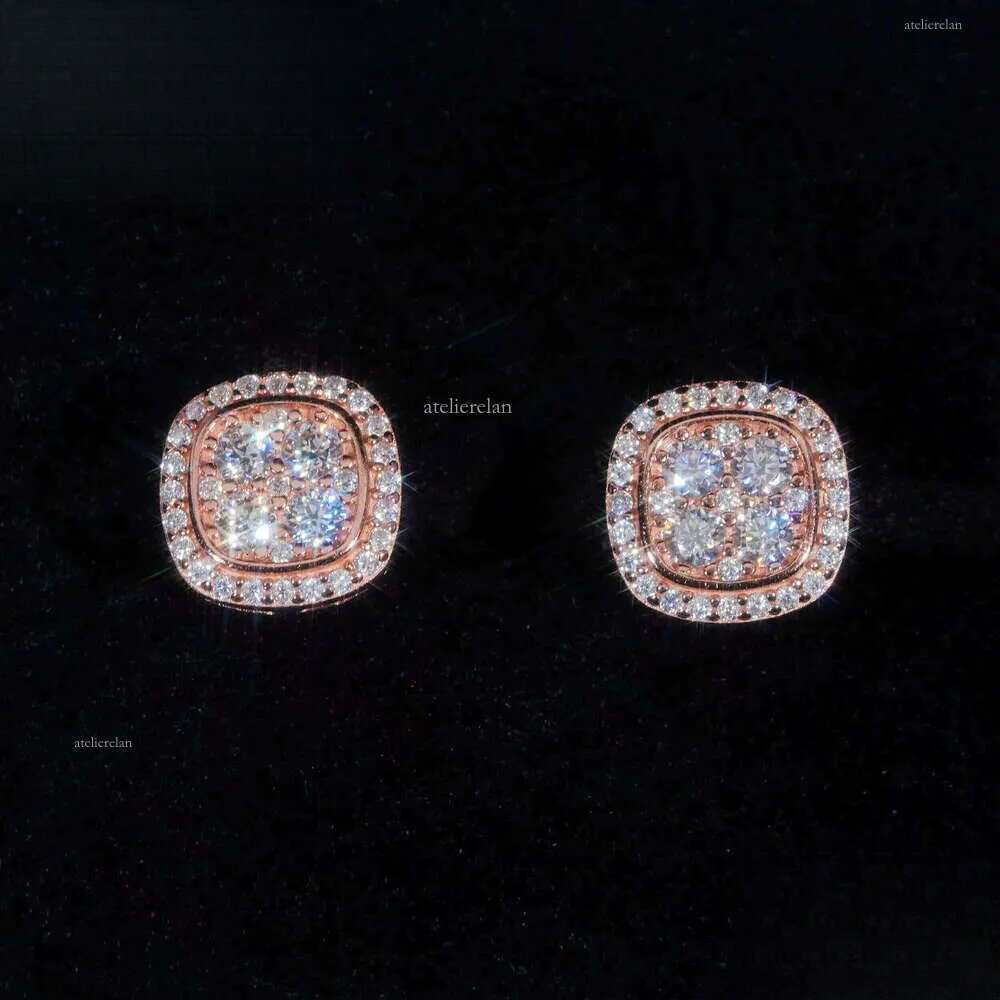 Fast Shipping 10mm Mens Earring Gold Plated Sterling Sier Iced Out VVS Dia Moissanite Screw Back Stud Earrings