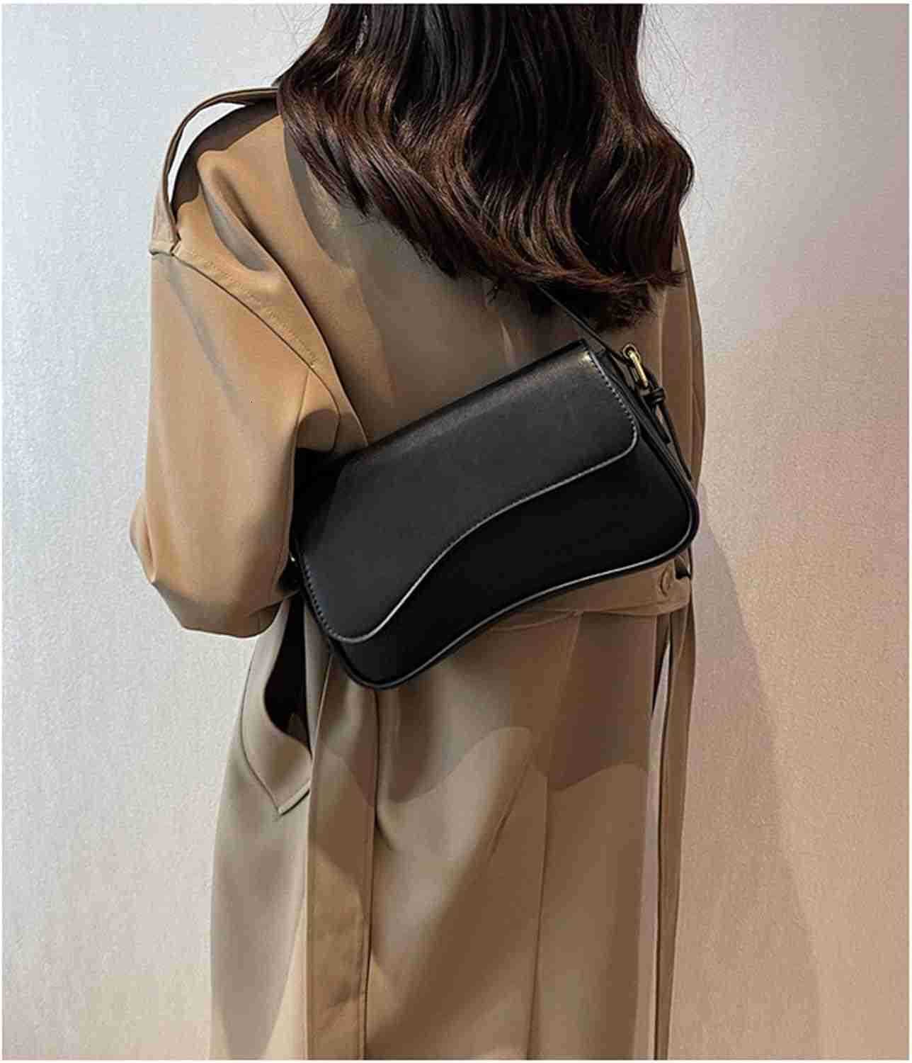 Shoulder Bag for Women Y2K Trendy Purse Vegan Leather Hobo Handbags Clutch Saddle Bag with 2 Removable Strap M250910