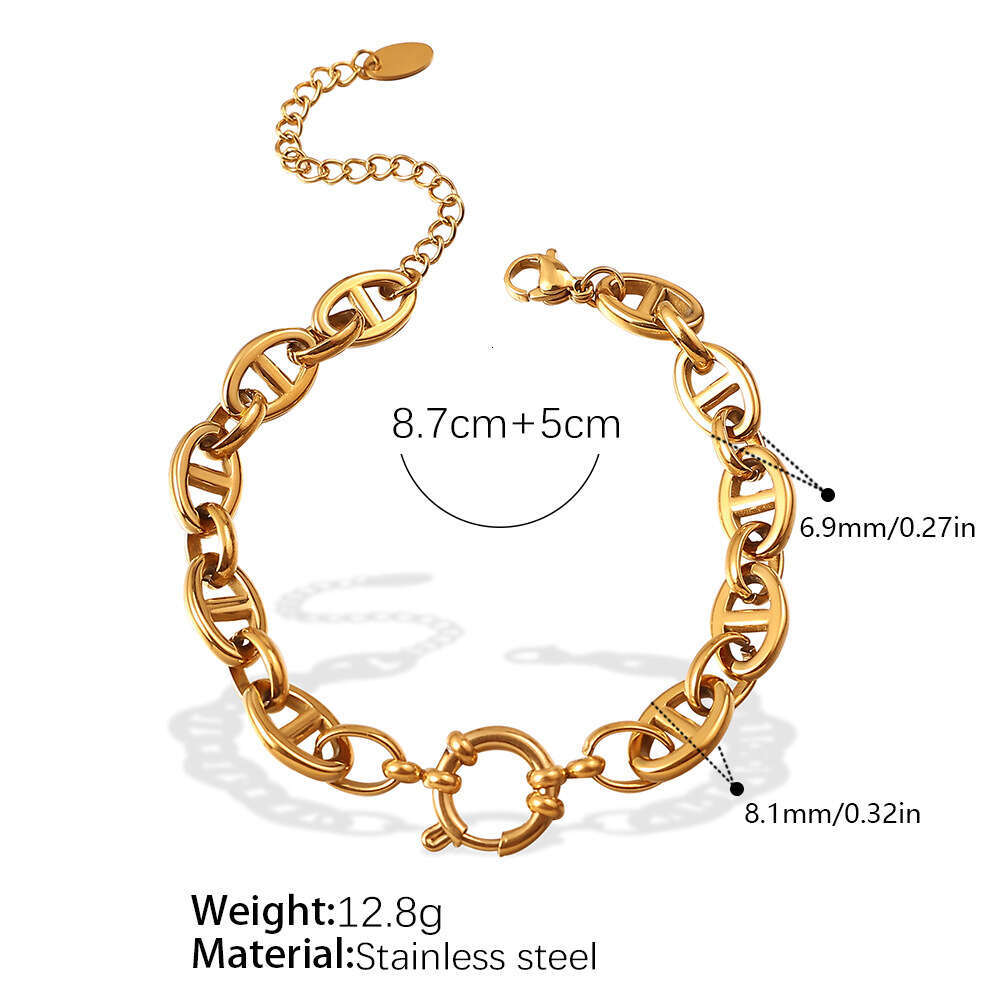 New Stainless Steel Japanese Style Pig Nose Buckle Bracelet Niche Design Sense Simple Personality Minimalist Necklace Jewelry