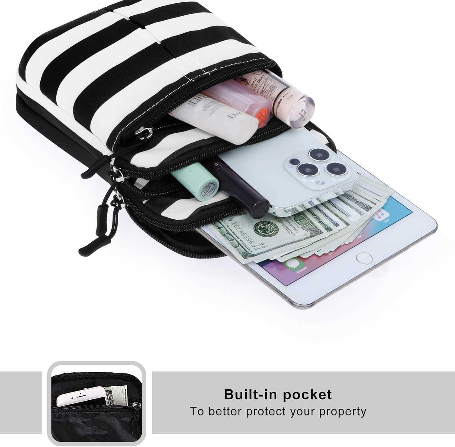 Multifunction Phone Waist Bag Diagonal Cross Body Smart Phone Case Outdoor Bag with Triple Zip for Women Men Z250910