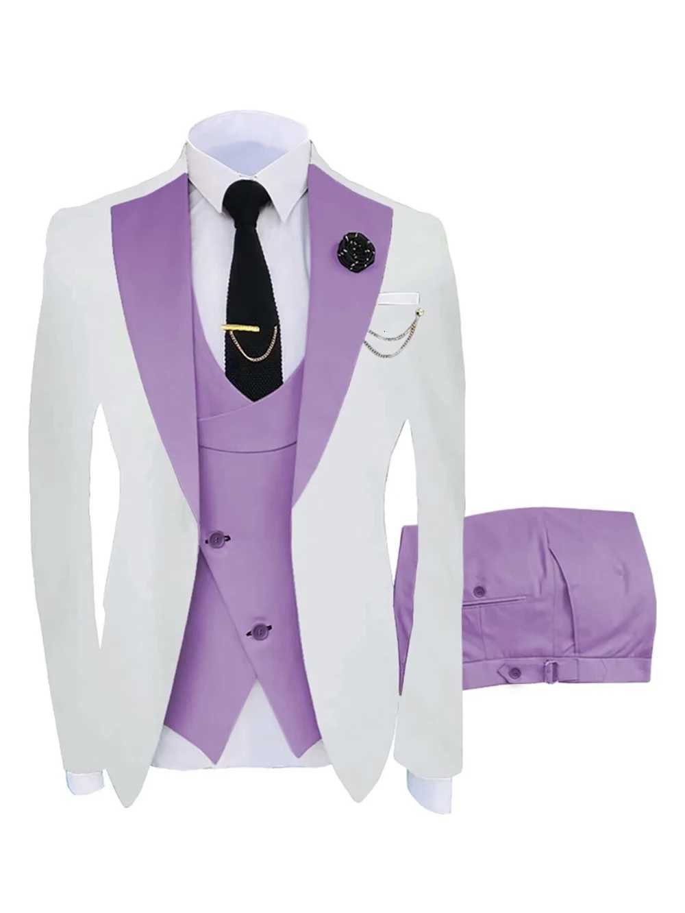 Fashion Mens Suits 3 Piece Groom Bestmen Slim Fit Wedding Prom Party Tuxedo Elegant Formal Events Dress Suit BlazerVestPant W250910