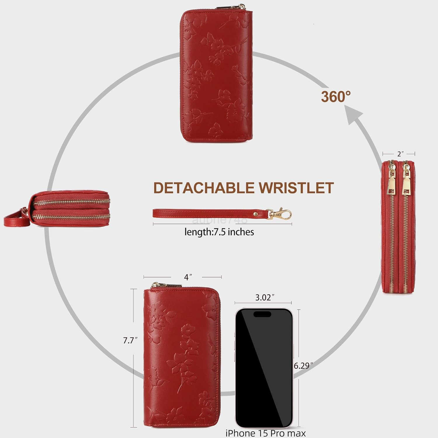 Womens Wallet RFID Blocking Large Capacity Leather Double Zip Wristlet Wallet CARD Phone Holder Ladies ClutchZ250910