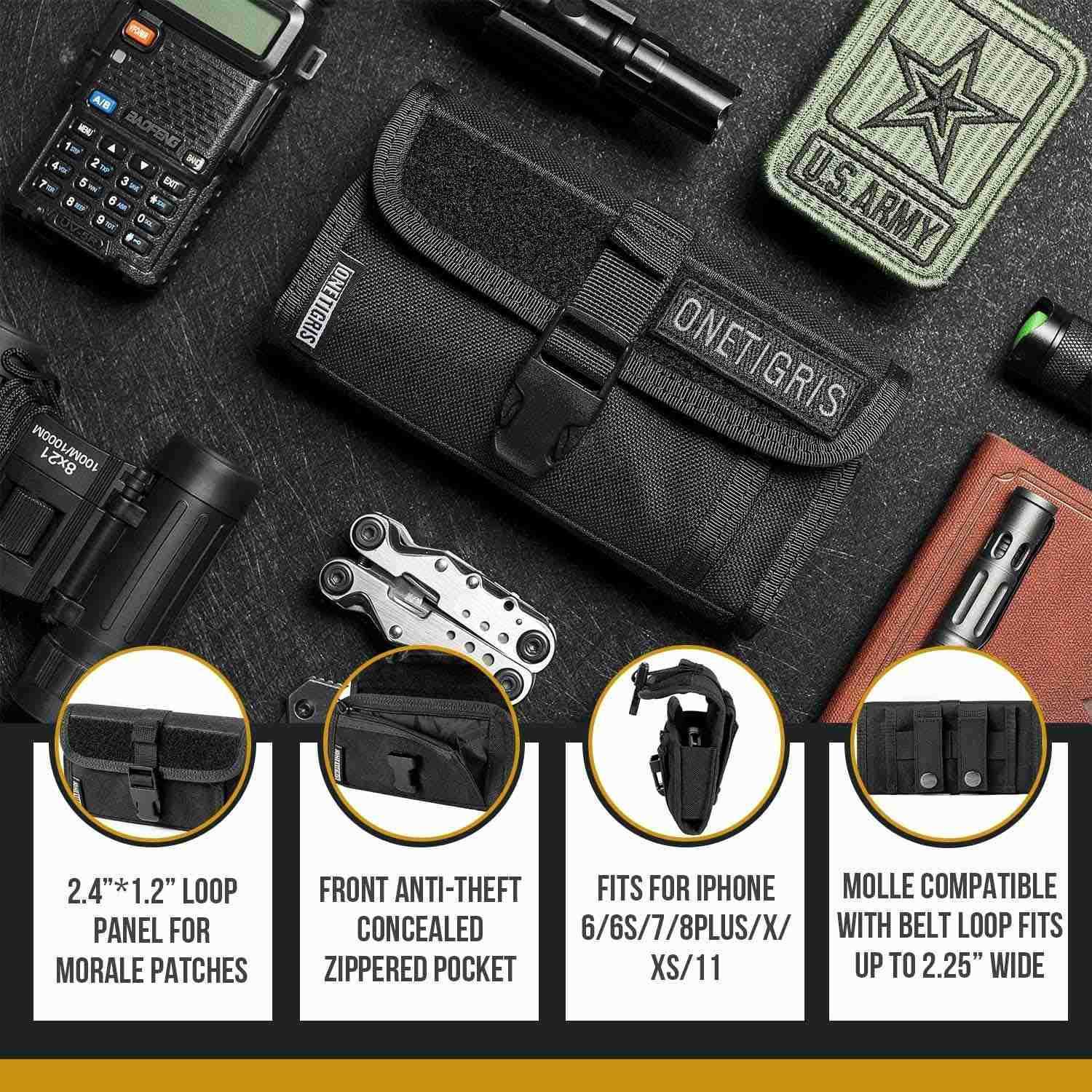 Phone Pouch Tactical Cell Holster for 225 Belt with MOLLE Strap and Quick Release UTXDuraflex BuckleWaist Bag Zipper Mobile Bag for 4761 Phone Z250910