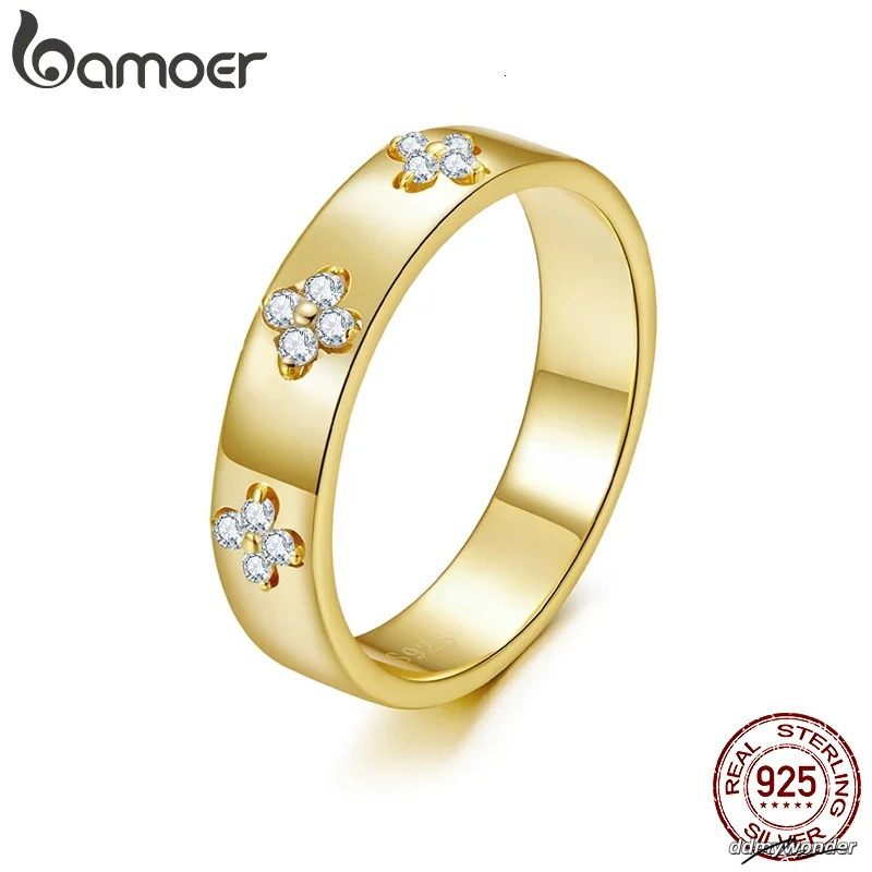 Fashion Womens Love Mens Designer Sterling Sier Lucky Clover Ring, Gold Plated D Color Round Cut Moissanite Wide Band Ring For Women Dia