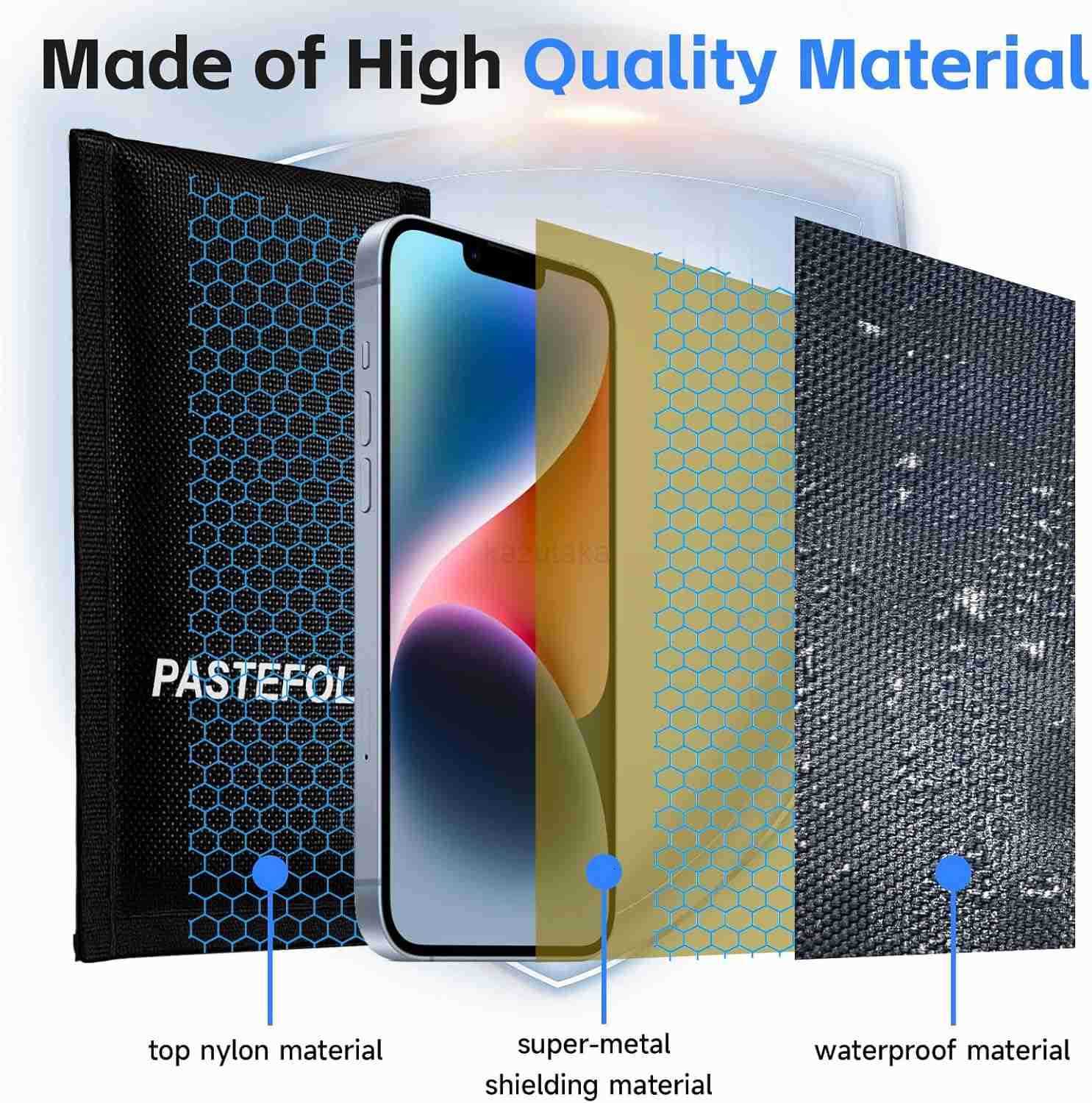 2 Pack Faraday Bags for Phones Car Keys Magnetic Closure Waterproof Phone Signal Blocking Pouch Faraday Cages for AntiTheft AntiTracking AntiHackingBl
