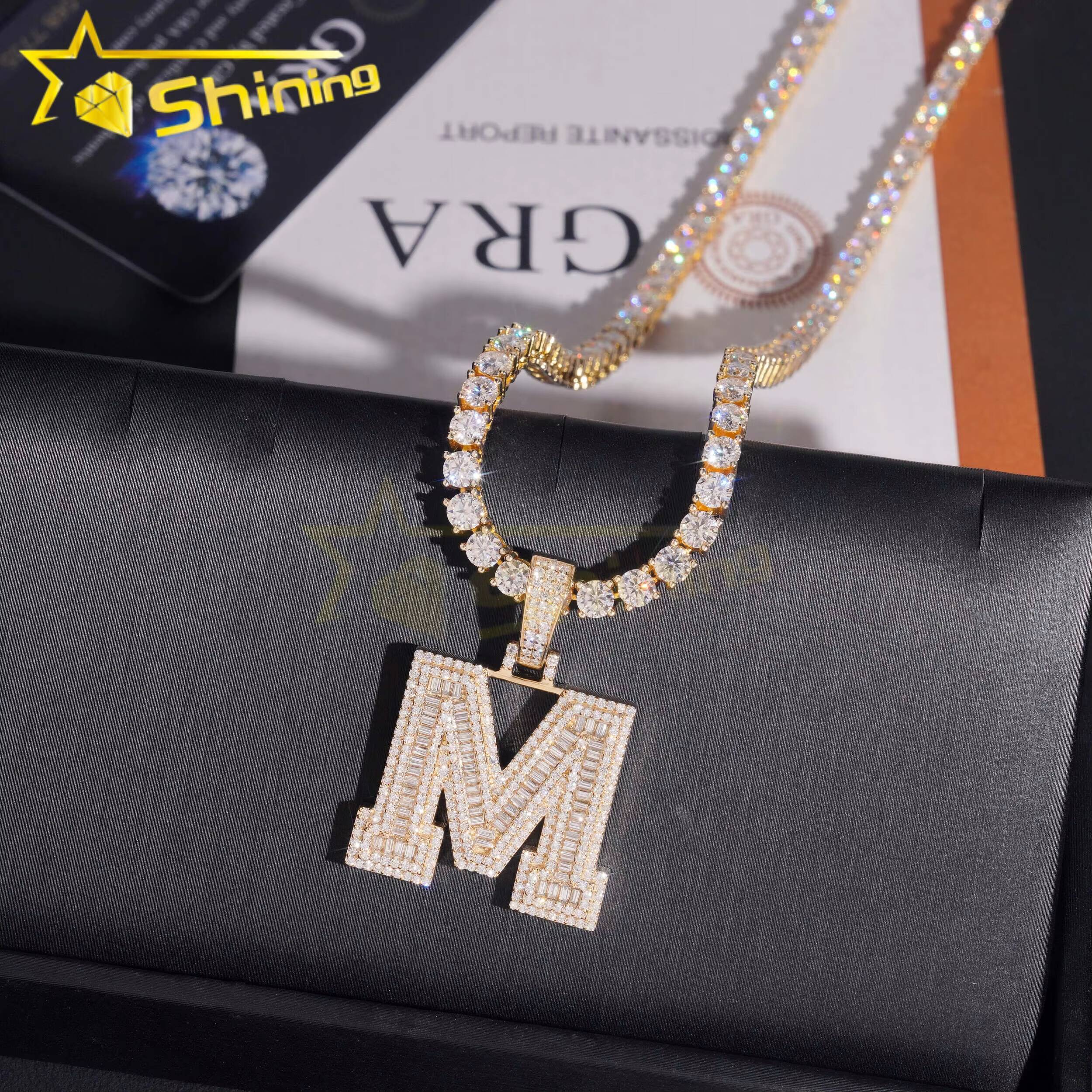 Custom Made Hip Hop Jewelry 10K 14K 18K Real Gold Lab Diamond Iced Out Hip Hop Initial Pendant HighEnd Hand Setting Jewelry
