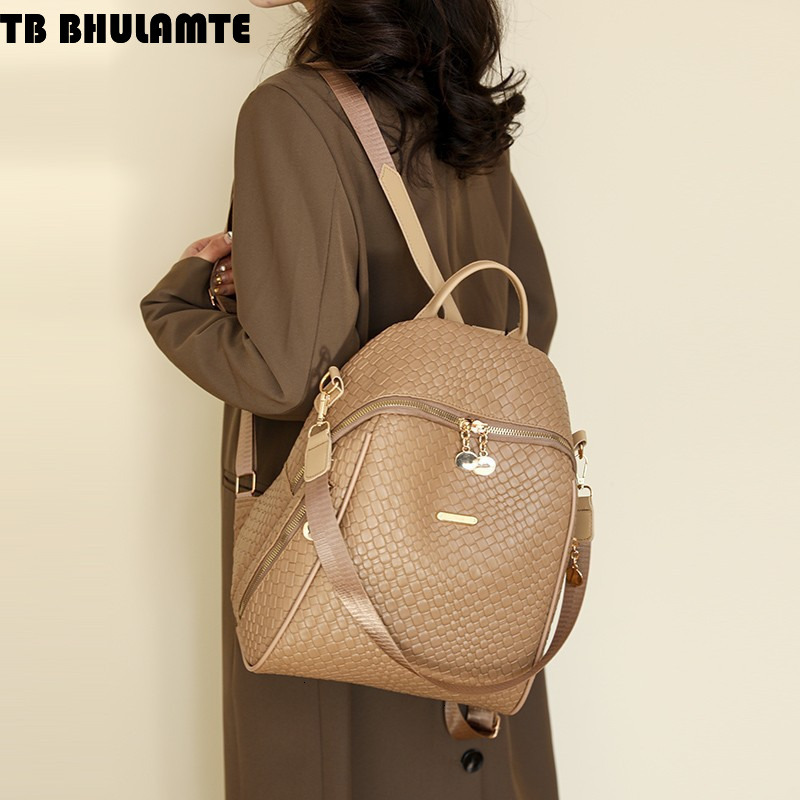 Free Shipping Designer Bag Fashion Leather Backpack 2025 New Simple Large Capacity Versatile School Luxury Bag Bag Women's Travel Backpack Cross-