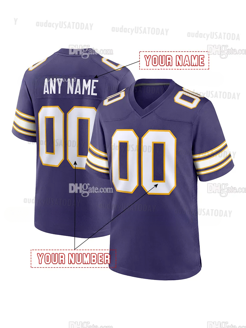 Personalized Custom Football Jersey Jefferson McCarthy Moss Darnold Addison Hockenson Smith Men Women Youth Embroidered american