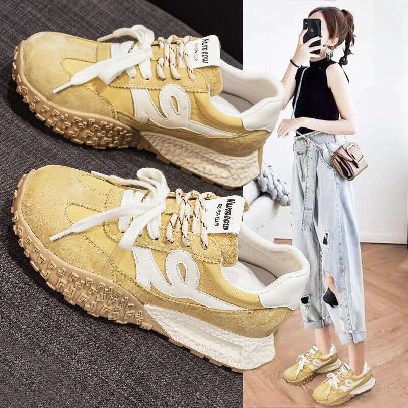 Dexun Thick-Soled Sneakers for Women, Versatile Super Popular White Shoes, 2025 Spring New Korean Style Casual Sports Shoes