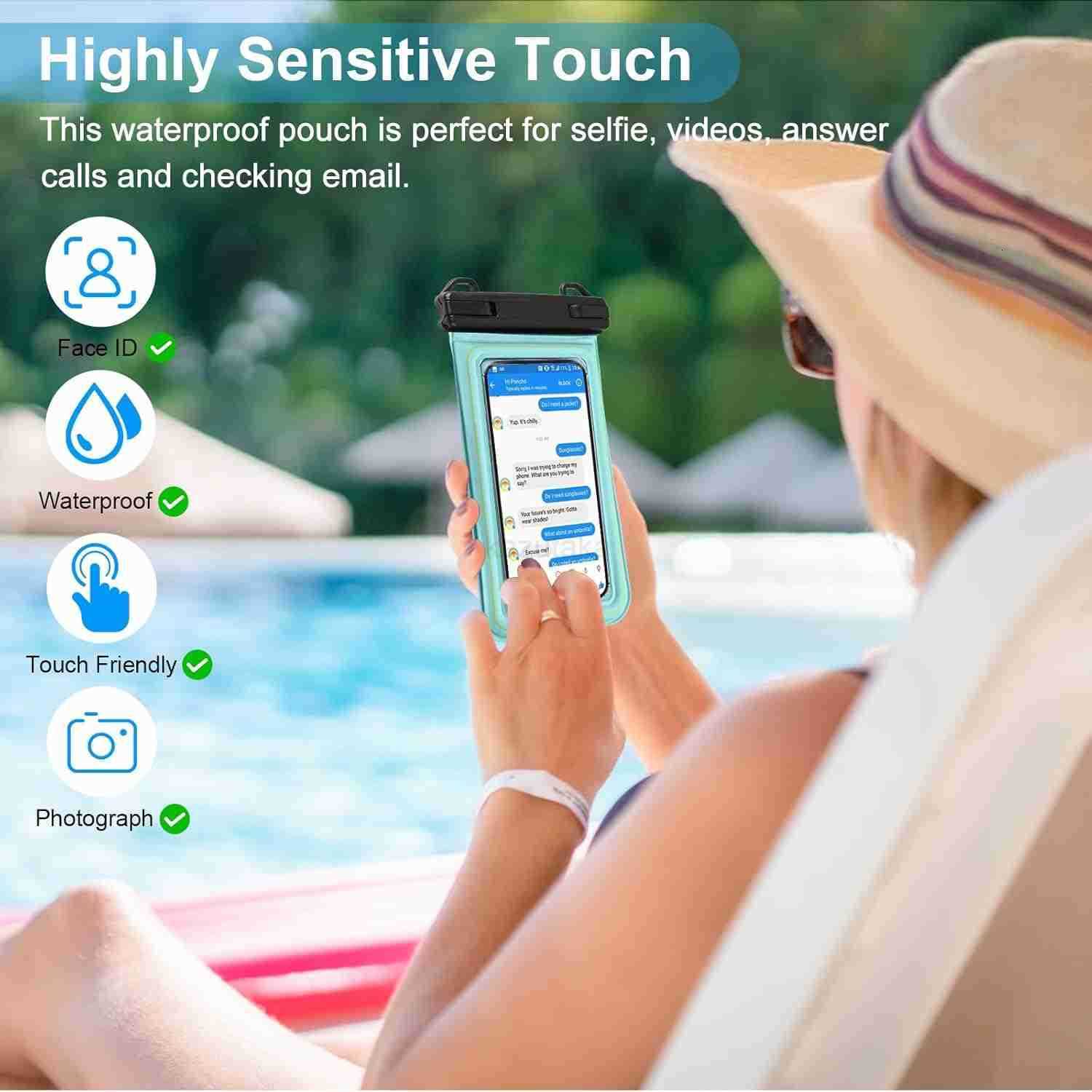 Waterproof Phone Pouch Water Proof Cell Phone Dry Bag with Adjustable Lanyard IP68 Waterproof Phone Case for iPhone 16 Pro 15 14 13 Pro Max Goog Z2509