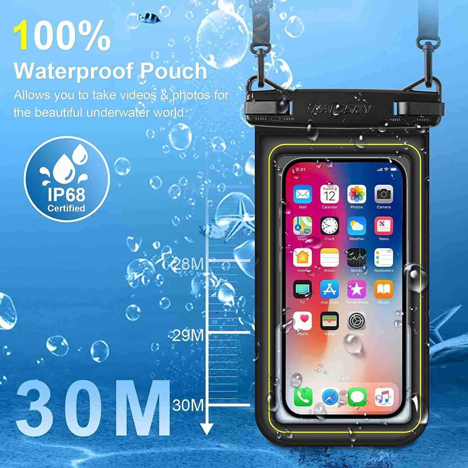 Waterproof Phone Pouch 72 IPX8 Floating Underwater Cellphone Dry Bag Case Holder for iPhone 15 14 13 12 11 Pro Max XS Plus X Samsung Phone Protector f